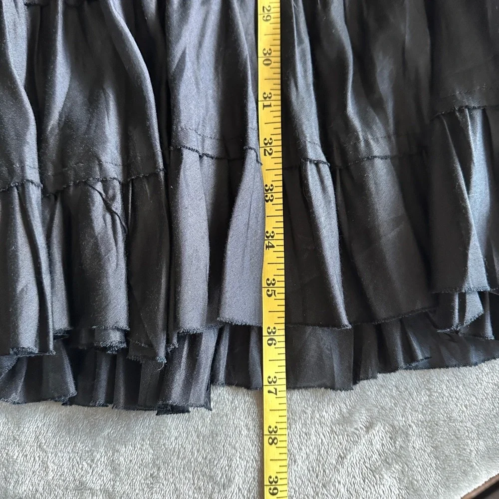 etc. Vintage 90s L Tiered Maxi Broomstick Skirt Crinkle Witchy Boho Viscose Y2K